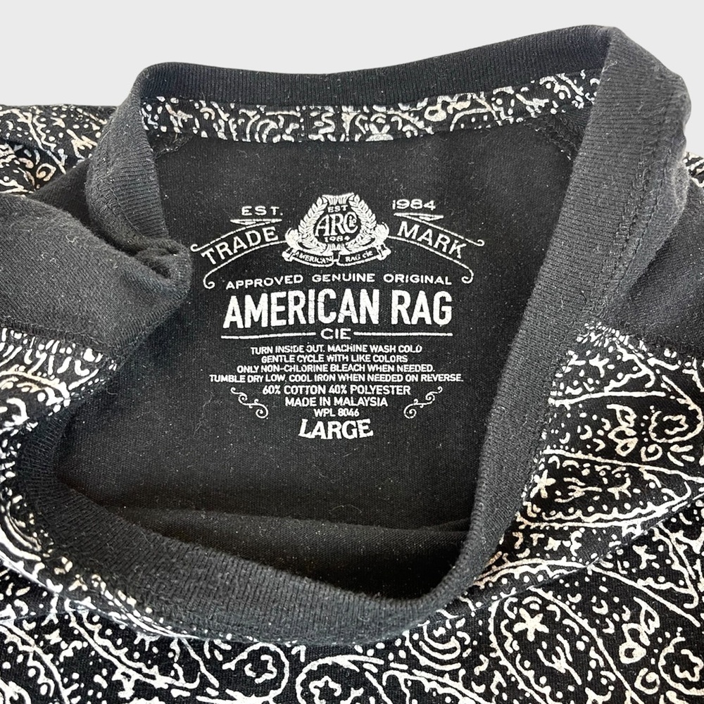 American Rag Cie Paisley Design 3/4 Sleeve T-shirt - Picture 7 of 7